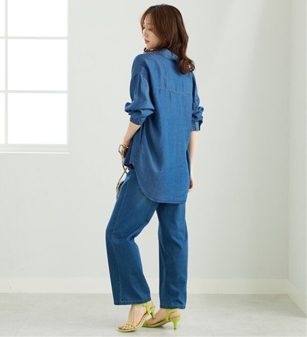 BELLUNA（ベルーナ）の「デニム素材ポケット付ゆったりシャツ（チュニック）」｜詳細画像