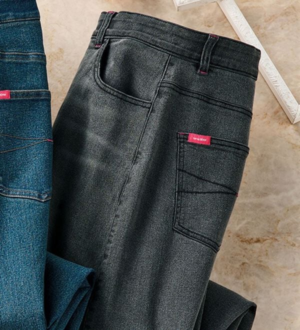 ルフラン（ルフラン）の「旬顔で楽ちん。カーブデニムパンツ（フルレングスパンツ）」｜グレー