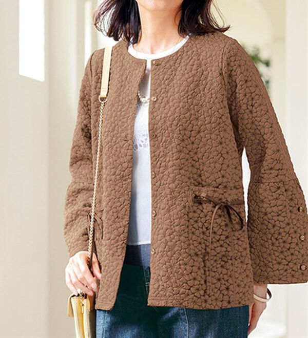 ルフラン（ルフラン）の「着心地らくな花ジャカードジャケット（その他ジャケット）」｜モカブラウン