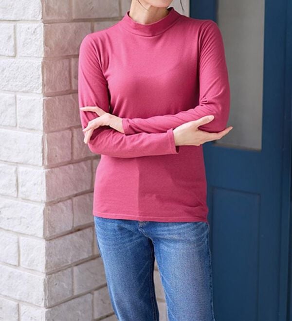 LAVIENNE（ラヴィエンヌ）の「【うす・軽・温】綿１００％吸湿発熱あったかタートルネックインナー（肌着・インナーウェア）」｜詳細画像