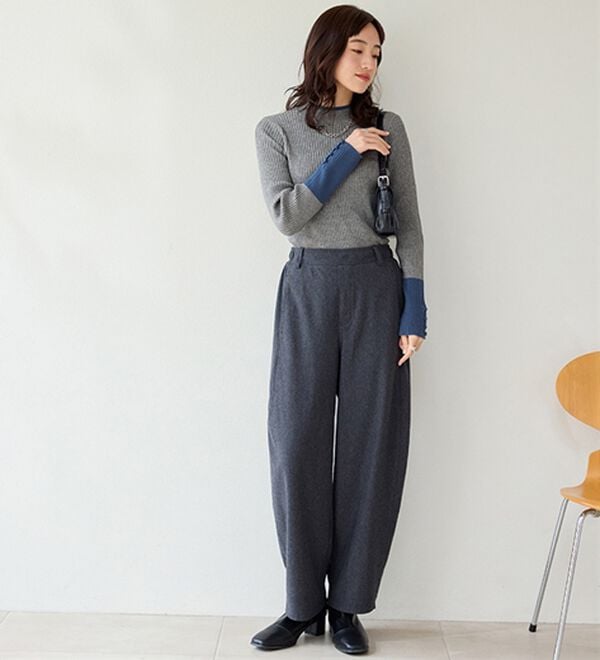 BELLUNA（ベルーナ）の「＜＆ｃｏｃｏｃｈｉ＞ウーリッシュジャージーバレルパンツ（ワイドパンツ・ガウチョ）」｜詳細画像