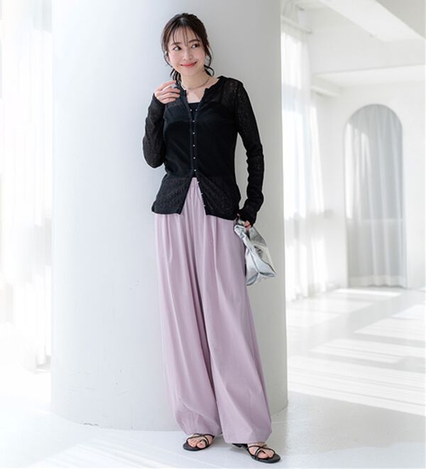 BELLUNA（ベルーナ）の「【初めてでも失敗しにくい！】艶消しシルキーカーブパンツ（ワイドパンツ・ガウチョ）」｜詳細画像