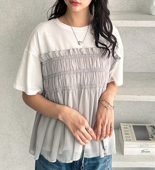 GeeRA（ジーラ）の「シアービスチェドッキングＴシャツ（カットソー）」｜詳細画像