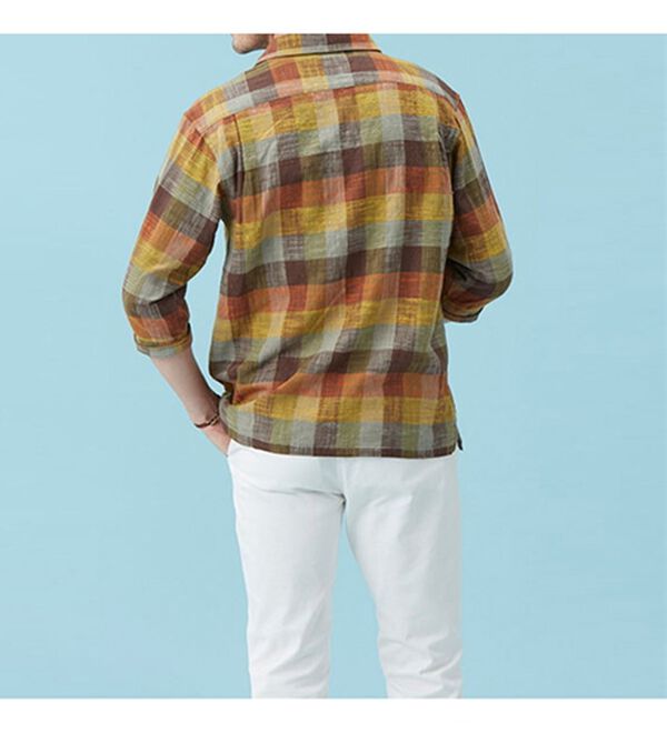 「【２色組】スラブ調先染めチェック柄リラックスシャツ（メンズシャツ）」｜詳細画像