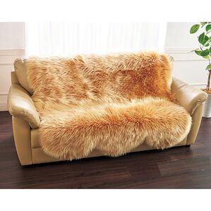 iellio（イエリオ）の「ふかふかムートン調フリース＜韓国風インテリア・チェアカバー・ソファーカバー・ラグ・チェアパッド＞（ソファーカバー）」｜ゴールド