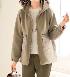 ルフラン（ルフラン）の「キルティング切替あったか起毛ブルゾン（ブルゾン）」｜ベージュ系