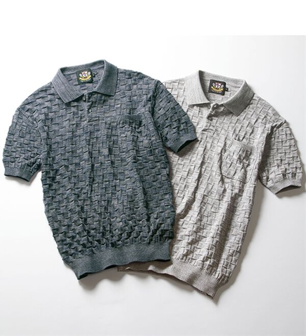 「＜ヘリンボーンクラブ＞日本製市松模様ポロシャツ（メンズポロシャツ）」｜詳細画像