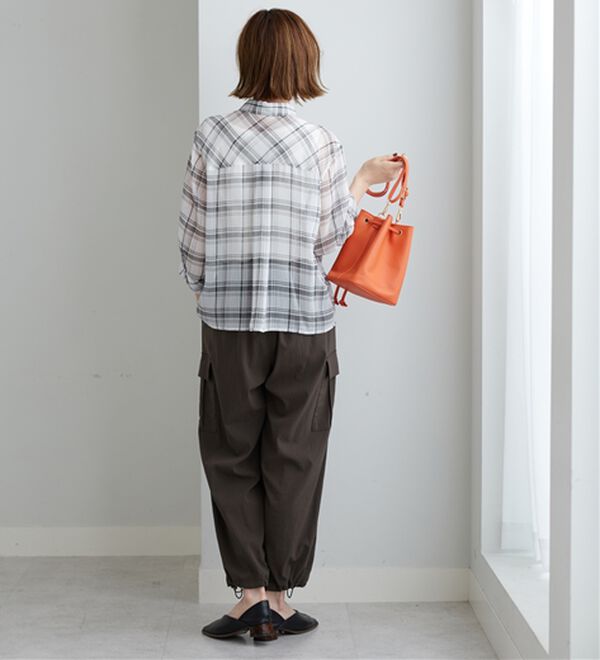 BELLUNA（ベルーナ）の「シフォン楊柳チェック柄プリントシャツ（シャツ）」｜詳細画像