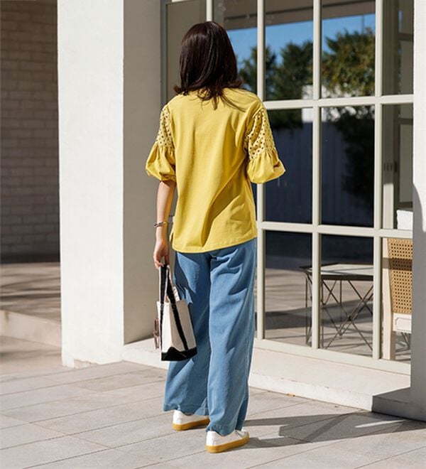 BELLUNA（ベルーナ）の「新感覚！メッシュデニムワイドパンツ（フルレングスパンツ）」｜詳細画像