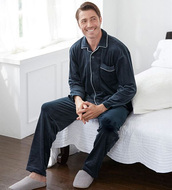 「しっとりストレッチベロアパジャマ（メンズルームウェア）」｜詳細画像