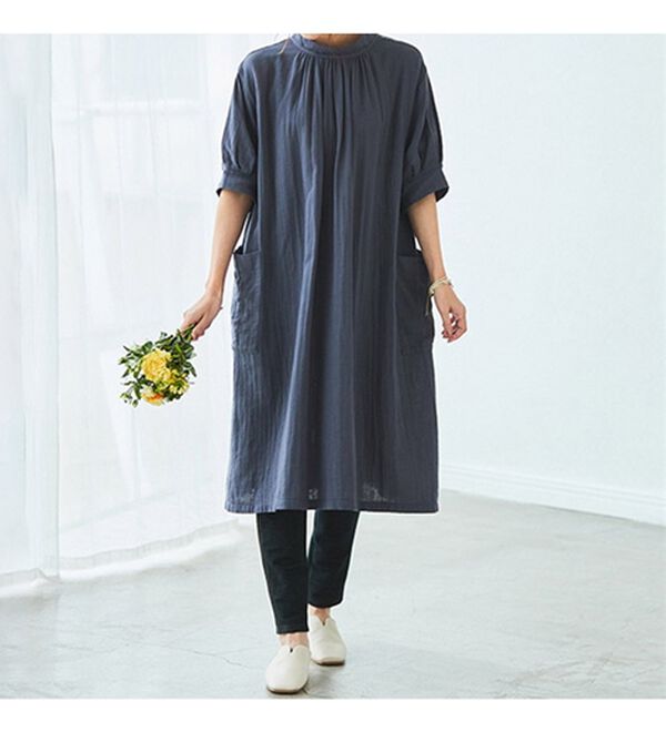 BELLUNA（ベルーナ）の「オーガニックコットンダブルガーゼワンピース（その他ワンピース）」｜詳細画像