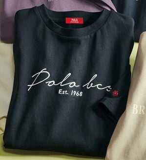 ルフラン（ルフラン）の「【ＰＯＬＯ　ＢＣＳ】刺しゅうプリント綿１００％Ｔシャツ（カットソー）」｜黒