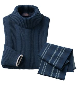 「洒脱な大人のストール付セーター（メンズニット・セーター）」｜詳細画像