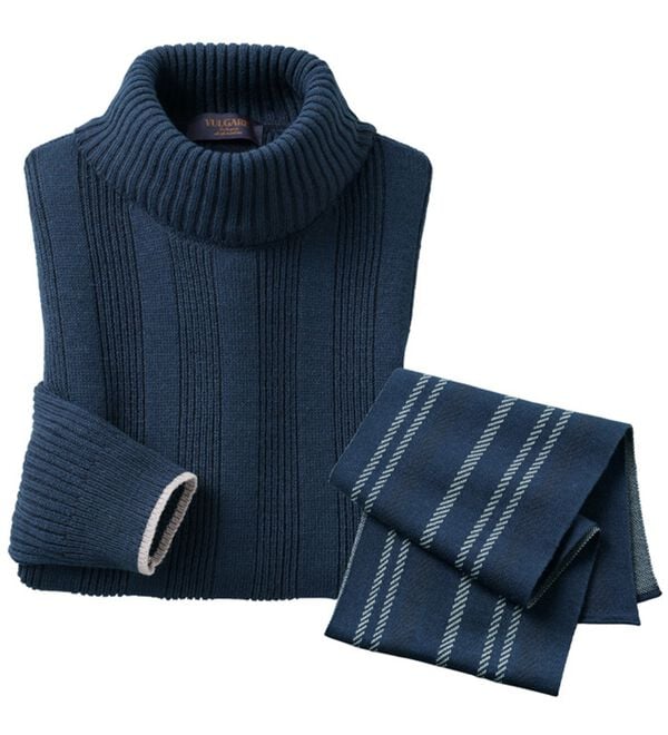 「洒脱な大人のストール付セーター（メンズニット・セーター）」｜詳細画像