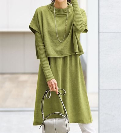 BELLUNA（ベルーナ）の「リブ使いベストデザインニットアンサンブル（チュニック）」