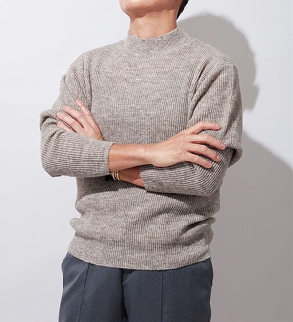 「カシミヤタッチ畦編セーター（メンズニット・セーター）」｜詳細画像