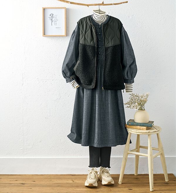 BELLUNA（ベルーナ）の「＜＆ｃｏｃｏｃｈｉ＞ボア切替中わたベスト（ベスト）」｜詳細画像