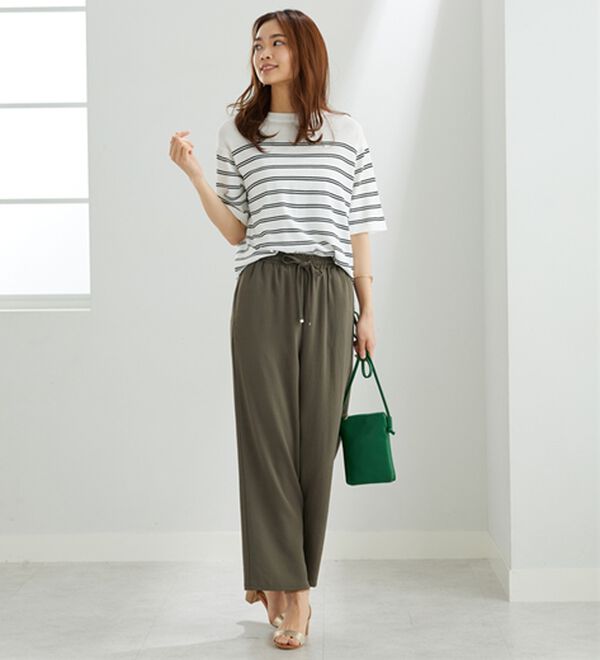 BELLUNA（ベルーナ）の「【快適Ｌａｂ．】お手入れ楽々ビンテージ調素材ワイドパンツ（ワイドパンツ・ガウチョ）」｜詳細画像