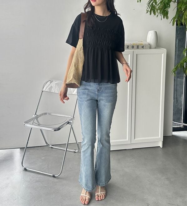 GeeRA（ジーラ）の「シアービスチェドッキングＴシャツ（カットソー）」｜詳細画像