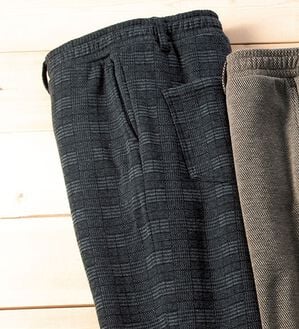 「ツイード風プレミアムジャージスラックス（メンズフルレングスパンツ）」｜チェック