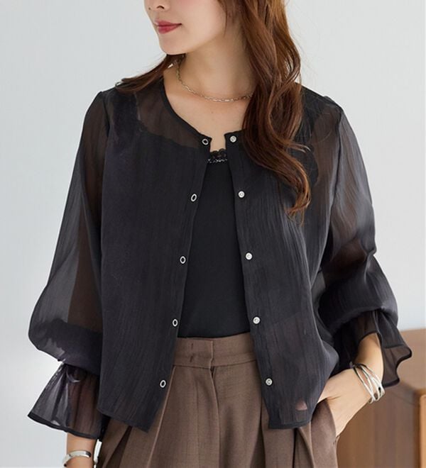 alotta（アロッタ）の「シアーブラウスカーディガン（その他カーディガン）」｜ブラック