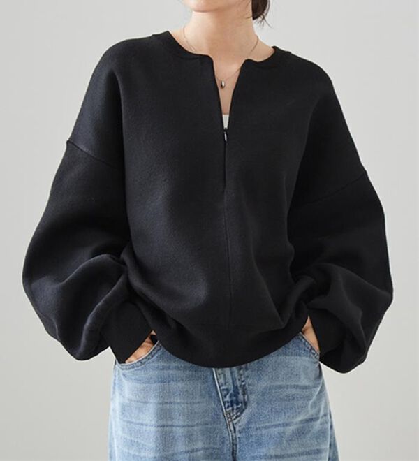 RANAN（ラナン）の「ハーフジップスウェットライクニット（ニット・セーター）」｜詳細画像