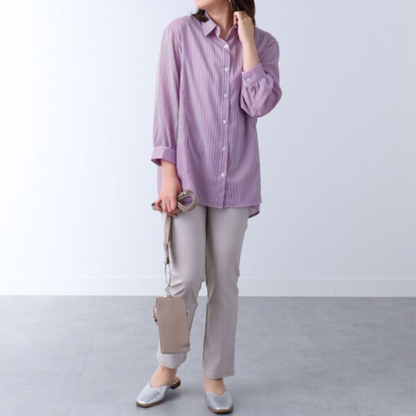 BELLUNA（ベルーナ）の「ストライプ切替デザインシャツチュニック（チュニック）」｜詳細画像