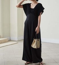 RANAN（ラナン）の「バックリボンシャーリングサロペット（オールインワン）」