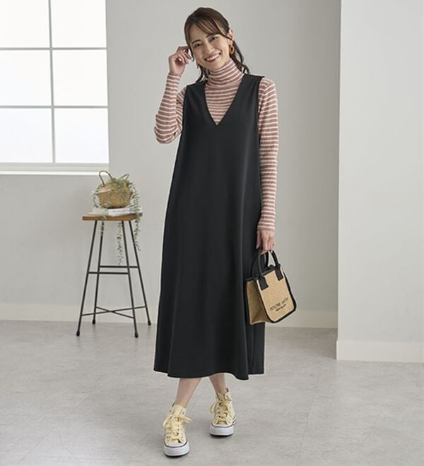 BELLUNA（ベルーナ）の「＜＆ｃｏｃｏｃｈｉ＞ハピネスコットン100％&times;吸湿発熱リブタートルニット（ニット・セーター）」｜詳細画像