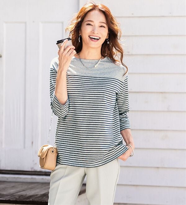 ルフラン（ルフラン）の「【４色組】毎日の主役。綿１００％ボーダーロンＴ（カットソー）」｜詳細画像