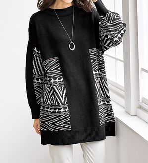 BELLUNA（ベルーナ）の「【Ｌａｇｒｉｌｕａ】幾何柄ジャカード編ニットチュニック（チュニック）」｜詳細画像