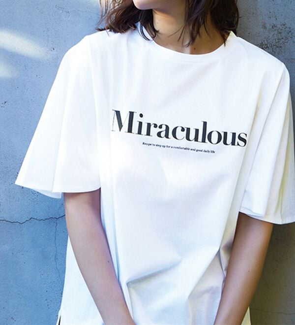 RANAN（ラナン）の「ひんやり！綿１００％フレア袖大人ロゴＴシャツ（カットソー）」｜詳細画像