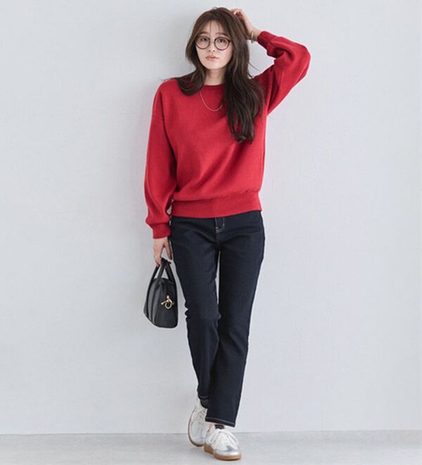 Pierrot（ピエロ）の「【ストレッチ素材】大人のためのゆるテーパードデニムパンツ（フルレングスパンツ）」｜詳細画像