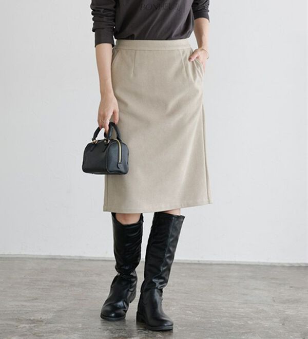 Pierrot（ピエロ）の「丈と柄が選べるカシミヤタッチＩラインスカート（ロングスカート）」｜詳細画像