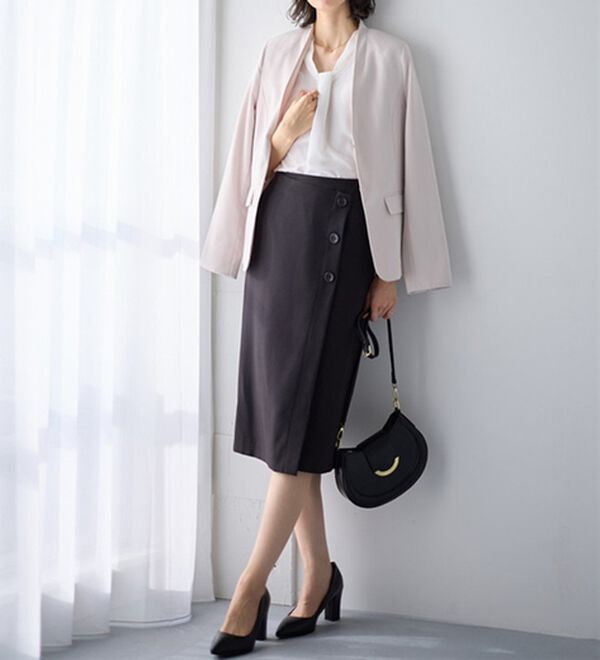 GeeRA（ジーラ）の「【２点】単品使いもできる！ベーシックブラウス＆スカートセットアップ（スカートスーツ）」｜詳細画像