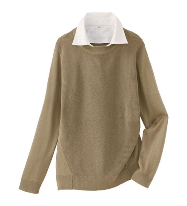 BELLUNA（ベルーナ）の「重ね衿付！細見えニットプルオーバー（ニット・セーター）」｜詳細画像