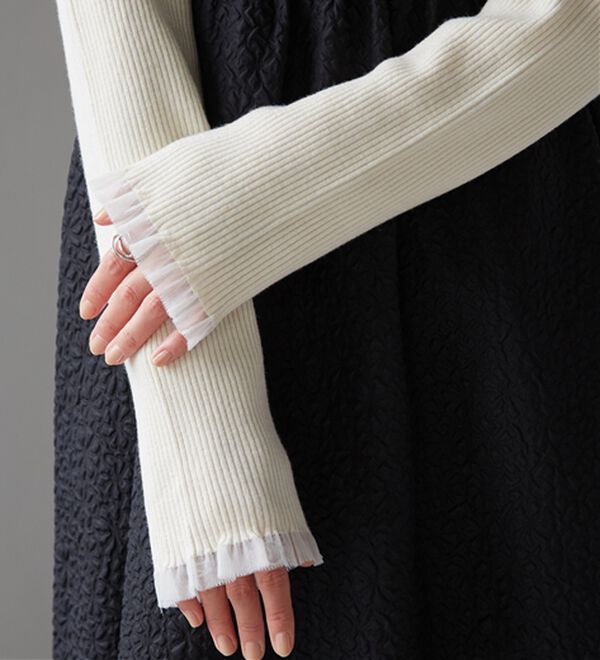 RANAN（ラナン）の「【春色追加】シアーフリル袖ハイネックリブニット（ニット・セーター）」｜詳細画像