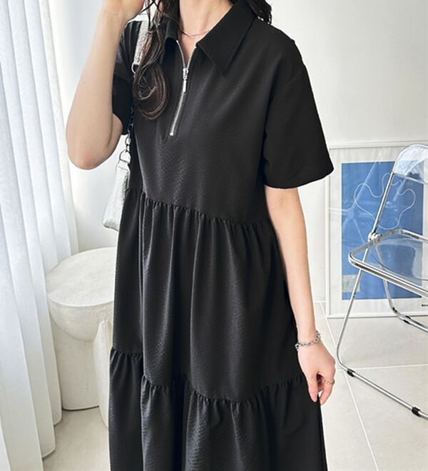 GeeRA（ジーラ）の「サッカーティアードハーフジップワンピース（その他ワンピース）」｜詳細画像