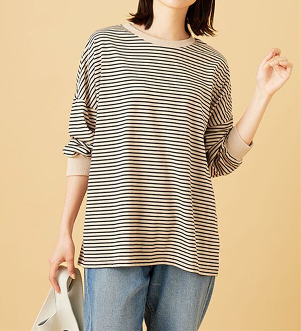 BELLUNA（ベルーナ）の「ゆったり体型カバー！ボーダープルオーバー（カットソー）」｜詳細画像