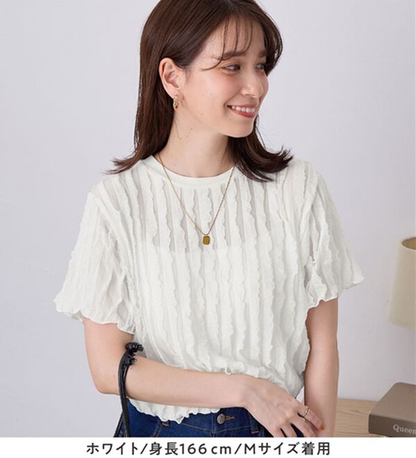 Viola e Viola（ヴィオラ エ ヴィオラ）の「フリルシアー素材ゆるトップス（ブラウス）」｜詳細画像