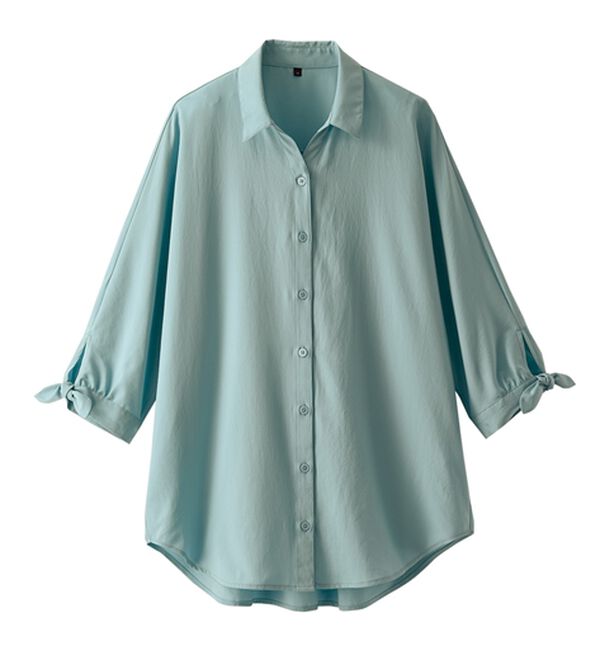 BELLUNA（ベルーナ）の「【吸水速乾】イージーケア！袖リボンシャツチュニック（チュニック）」｜詳細画像