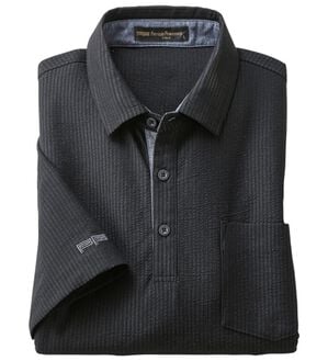 「＜パトリチオ　フランチェスカ＞ラクしてきちんと涼感サッカーポロシャツ（メンズポロシャツ）」｜ブラック