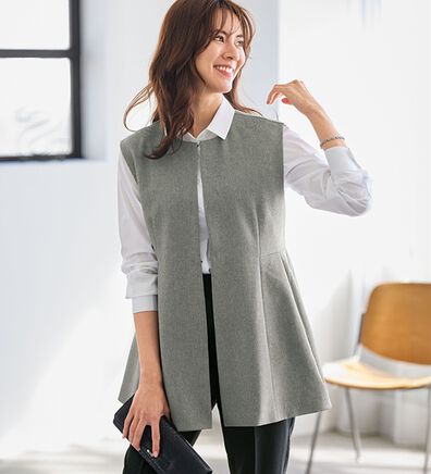 BELLUNA（ベルーナ）の「コーデを引き締める！杢調素材ペプラム切替ベスト（ベスト）」