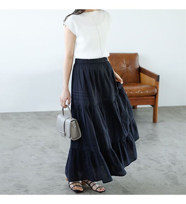 GeeRA（ジーラ）の「タックティアードマキシスカート（ロングスカート）」｜詳細画像