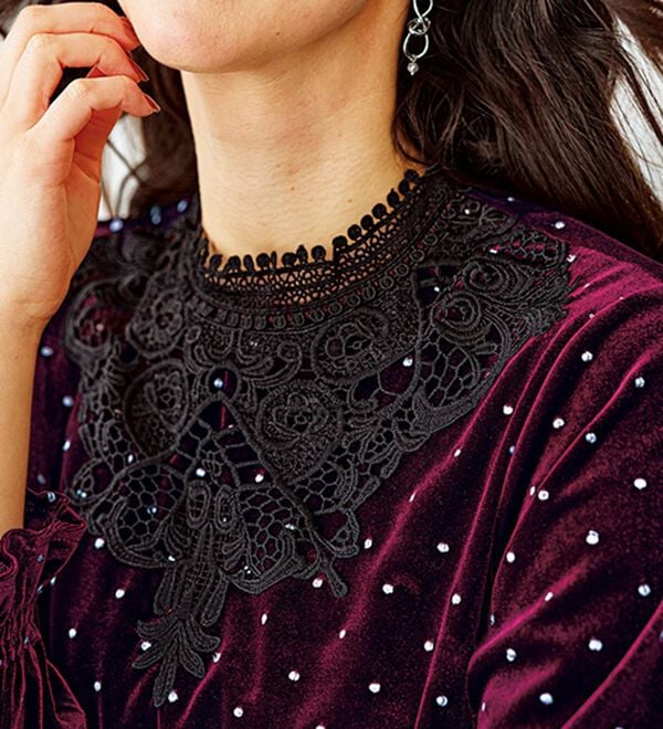 BELLUNA（ベルーナ）の「【Ｌａｇｒｉｌｕａ】ドット刺しゅうベロアレース使いチュニック（チュニック）」｜詳細画像