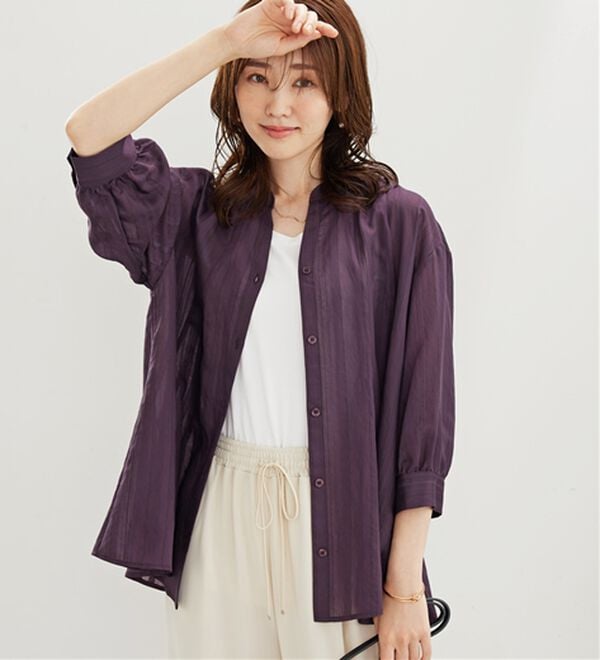 BELLUNA（ベルーナ）の「ドビー素材タック入りシャツチュニック（チュニック）」｜詳細画像