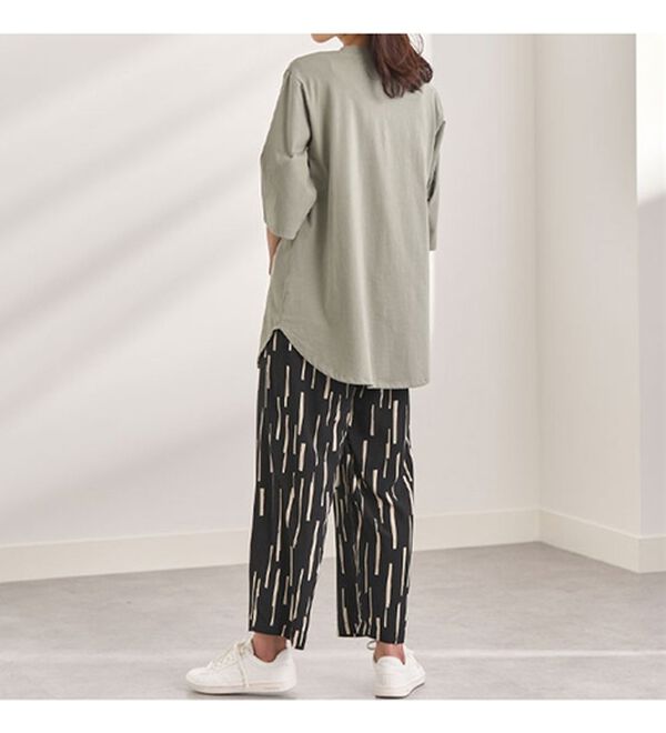 BELLUNA（ベルーナ）の「【接触冷感】レーヨン素材プリントワイドパンツ（ワイドパンツ・ガウチョ）」｜詳細画像