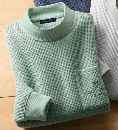 「＜コムルヴァン・オム＞この時期に嬉しい！裏起毛ワッフルハイネック（メンズカットソー）」