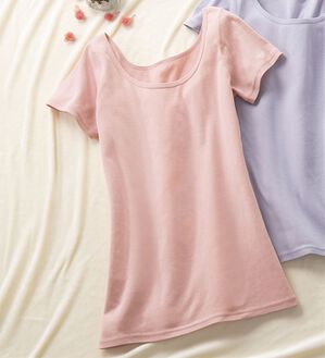 「素肌よろこぶオーガニックコットンフレンチ袖（肌着・インナーウェア）」｜スイートピンク