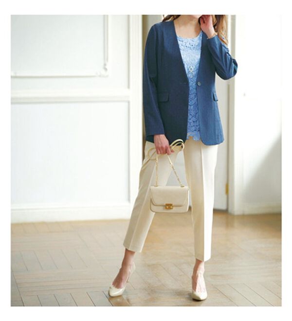 BELLUNA（ベルーナ）の「カジュアルコーデにきちんと感を！ノーカラージャケット（ノーカラージャケット）」｜詳細画像